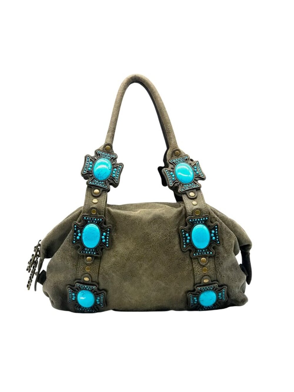 Charm & Luck Vintage Stone Grey Leather Hobo Bag